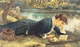 Arthur Hughes Canvas Paintings - The Compleat Angler